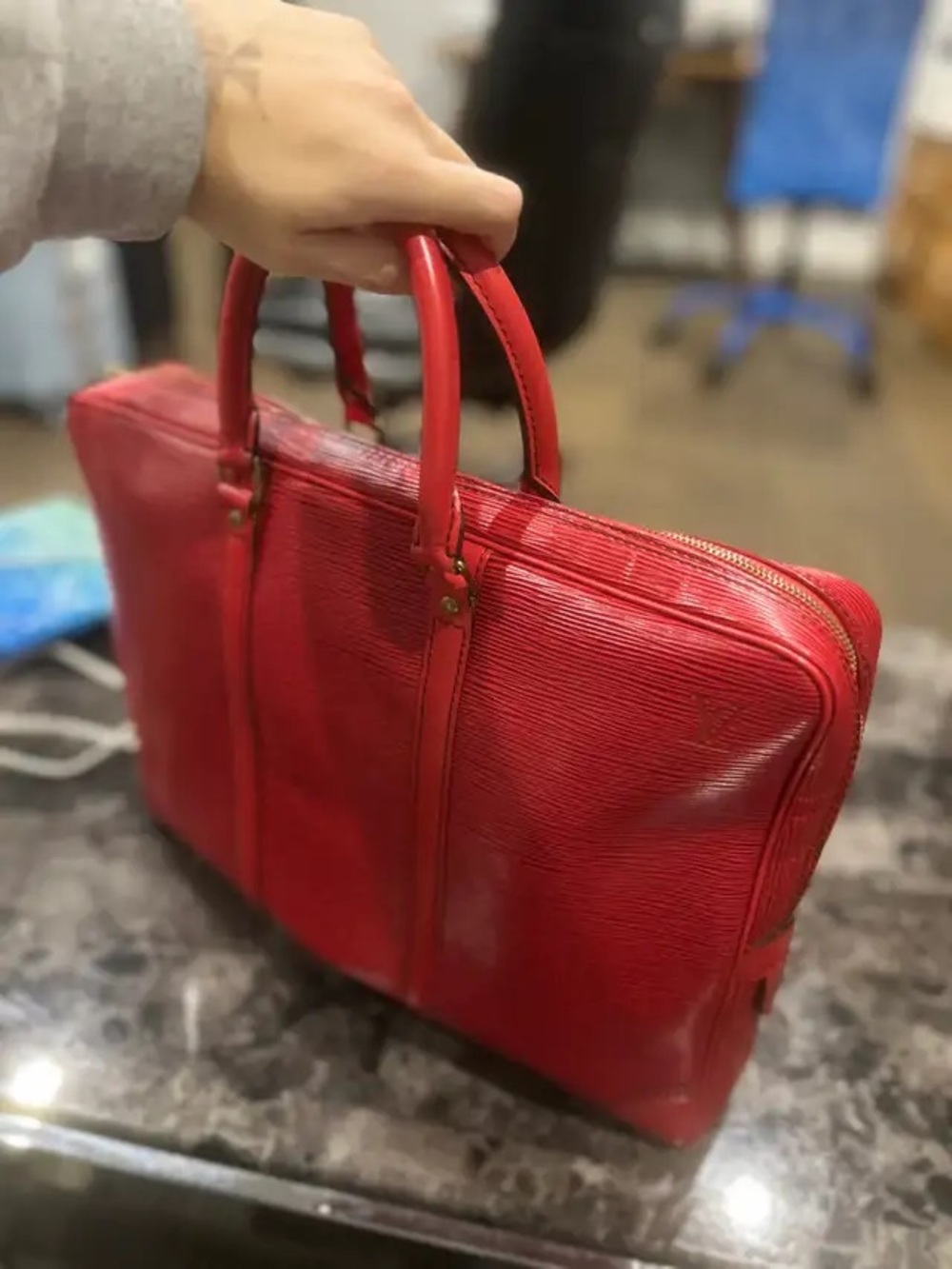 Louis Vuitton red Epi leather Porte-Documents Voyage briefcase